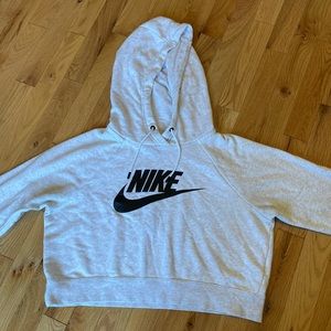 Nike Crop Hoodie - Heathered Grey Small